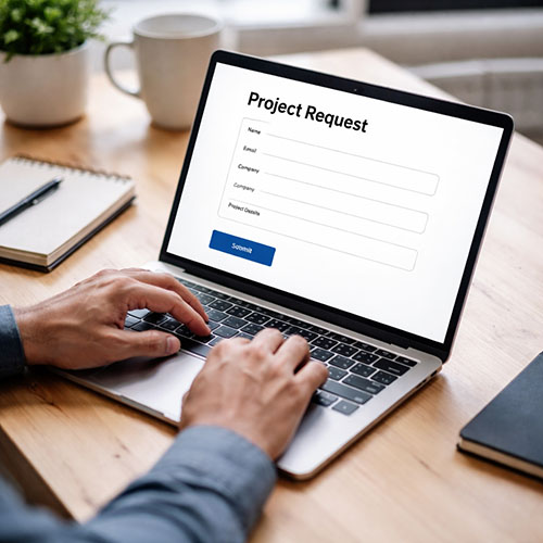 submitting a website project request form for professional WordPress website development