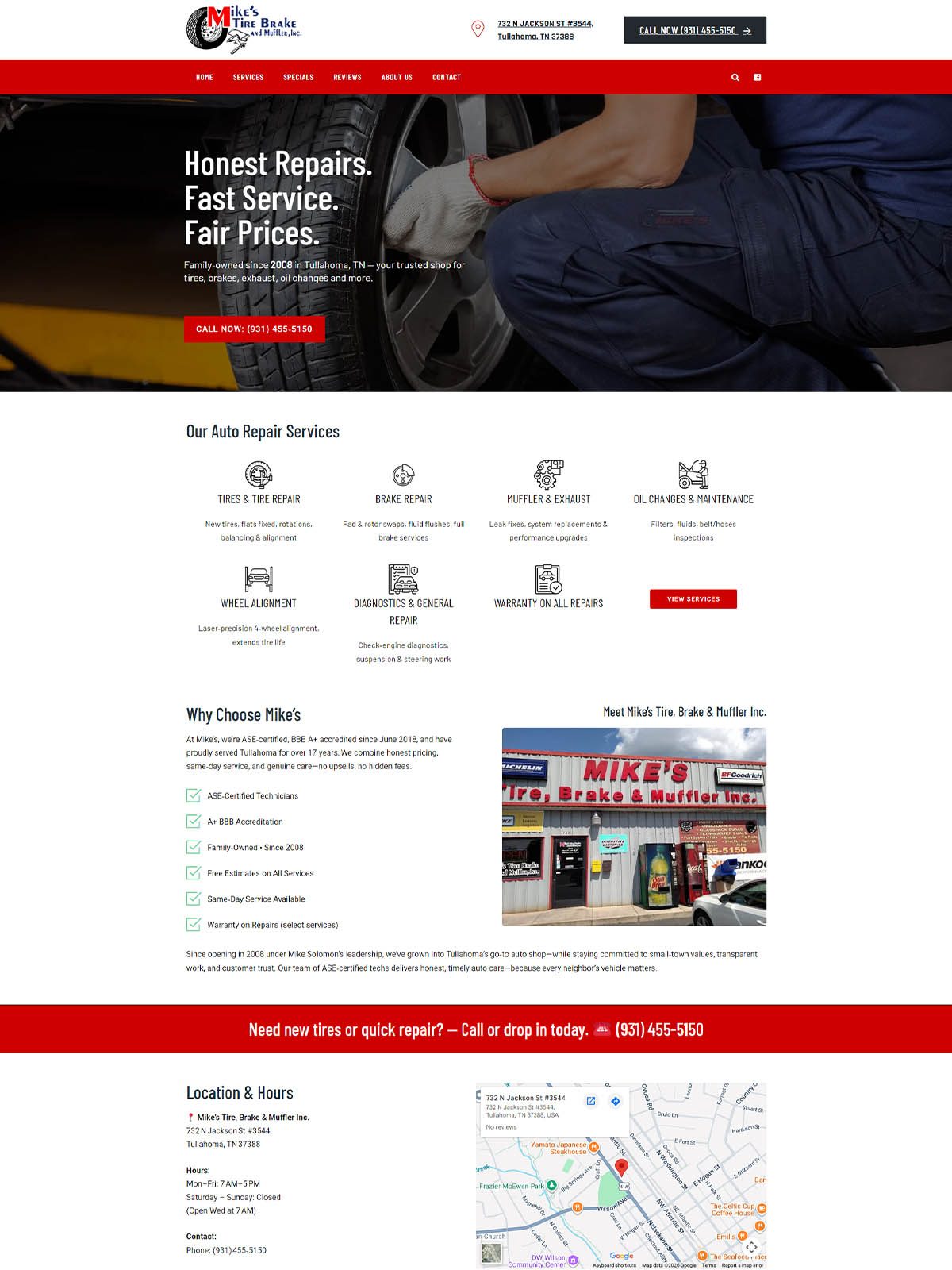 Mikes Tire Muffler and Brake - website project